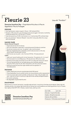 Domaine Jonathan Pey Fleurie Fonfotin Cru 2023 tasting notes thumb