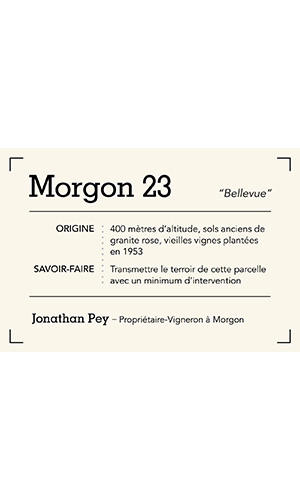 Domaine Jonathan Pey Morgon Bellevue Cru 2023 Front Label thumb