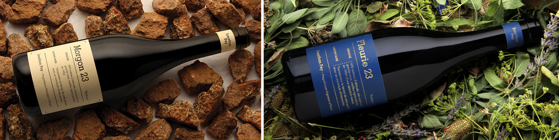 Morgon Cru wine on granite from vineyard